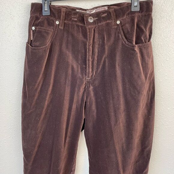 NWT No Excuses Womens Brown Velvet Straight Leg Pants Size 13/14 - Picture 2 of 6